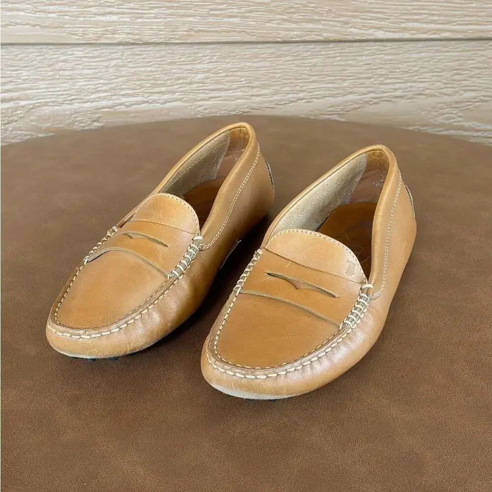 TOD'S Women’s Gommino Leather Penny Driver Shoes in Scuro Brown -Sz 37